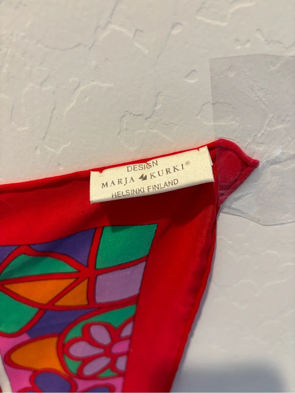 Marja Kurki Design Bright Floral Red Silk Scarf